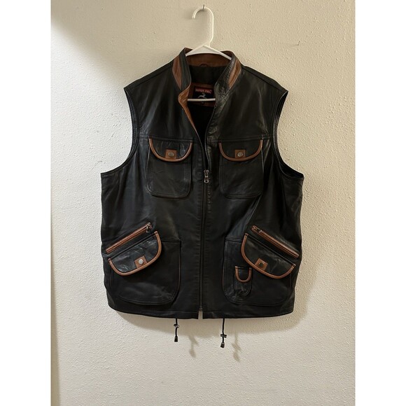 Vintage Imper Piel Lamb Skin Leather Vest, Size 58(3x-4x) Runs Small, Chest 50”